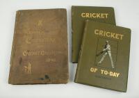 ‘Famous Cricketers and Cricket Grounds’. C.W. Alcock 1895. Bound copy with original wrappers for each edition. Good condition. Sold with ‘Cricket of Today and Yesterday’. Volumes 1 and 2. Percy Cross Standing. London 1904 and ‘The Book of Cricket’. C.B. F