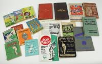 Cricket Books and brochures. Selection of books including ‘M.C.C. Scores of Matches etc 1886’, ‘Crickety Cricket’ Moffat 1898, ‘Spaldings Cricket Guide and How to play Cricket by Prince Ranjitsinhji 1906 (front wrapper detached), Ron Headley [Benefit] sou