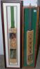 &lsquo;West Indies Cricketing Knights&rsquo;. Two signed cricket bats, both mounted in glazed display cases. The first a full size bat with images of Sir Garry Sobers, Clyde Walcott and Sir Vivian Richards, signed by all three, some fading to the signature of Sobers.