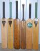 Cricket bats. Four signed bats, a Duncan Fearnley cricket bat signed by the Lancashire and Nottinghamshire teams circa 1989, twenty four signatures, a Duncan Fearnley bat signed by the Lancashire playing staff of 1993 with twenty eight signatures, A Slaze