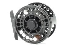 A good Charlton 8350c Configurable trout fly reel, black anodised, left hand wind model with #1-5 ventilated spool, counter-balanced rosewood handle, block foot and rear spindle mounted tension adjuster, as new condition (see illustration)