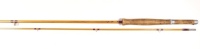 A Hardy "Koh-i-Noor" 2 piece cane trout fly rod, 8'9", #7, crimson silk wraps, sliding alloy reel fitting, suction joint, 1964, in bag