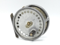 A Hardy Fly 3 ½" light salmon fly reel, ebonite handle, ribbed brass foot, nickel silver telephone drum latch, milled brass rim tension screw and Mk.II check mechanism , interior stamped "J.S." (Jimmy Smith), light wear from normal use only, circa 1940