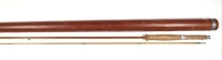 A Hardy "C.C. de France" 2 piece cane trout fly rod, 8', green silk wraps, tan inter-whippings, sliding alloy reel seat, suction joint, 1946, in bag and in Ogden Smith leather covered alloy tube (2)