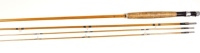 A Hardy "Keith Rollo" 3 piece (2 tips) cane trout fly rod, 9', green silk wraps, sliding alloy reel fitting, suction joints, recently re-whipped and re-ferruled by Hardy's, 1955, in bag and alloy tube