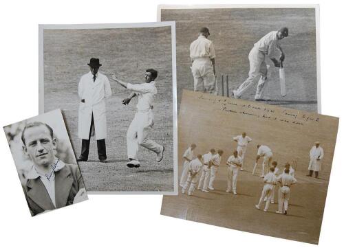 Middlesex and Surrey. Selection of twenty three, mainly Surrey and mainly pre war press photographs showing portraits of players or matches in progress. Players and matches featured include Walter Robins (signed)Mann, Compton (2, one signed), Peach, Ducat