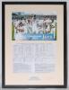 ‘Geoff Boycott, Yorkshire & England’. Limited edition print of Boycott, head and shoulders, wearing Yorkshire cap. Limited edition 715/850, signed by Boycott and the artist M. Stead in pencil. Published by Art Graphics. Excellent image of Boycott. Framed - 3