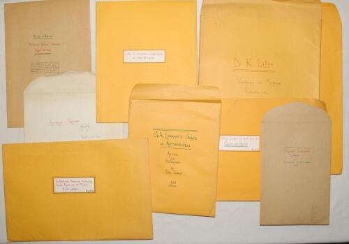 Irving Rosenwater archives 1959-2003. A collection of fourteen large envelopes containing copies of reports and articles and original press cuttings collected by Rosenwater, with his handwritten titles to the envelopes. Subjects covered include ‘Cricket C