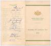 ‘Australian XI Coronation Tour 1953’. Official Australian Board of Control folding programme and itinerary for the tour to England. Decorative cover with green and gold colours and Australian emblem. To inside pages is the programme of matches to be playe