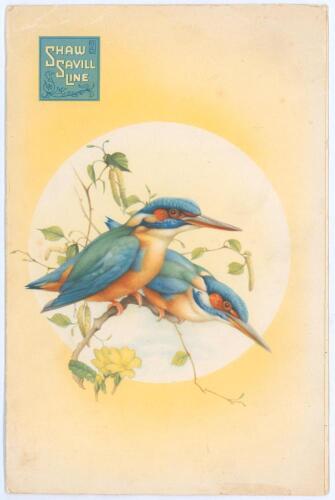 Australia tour to South Africa 1957/58. Rarer official Shaw Savill Line ‘Q.S.M.V. “Dominion Monarch”’ folding post tour souvenir programme for the 1957/58 tour to South Africa. The programme with decorative colour front cover illustration of kingfishers. 