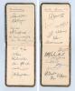 South Africa tour to Australia 1931/32. Small leather bound autograph album comprising very nice signatures in ink of twelve Australian players and sixteen members of the South African touring party. Each team signed to two pages, back to back. Australian