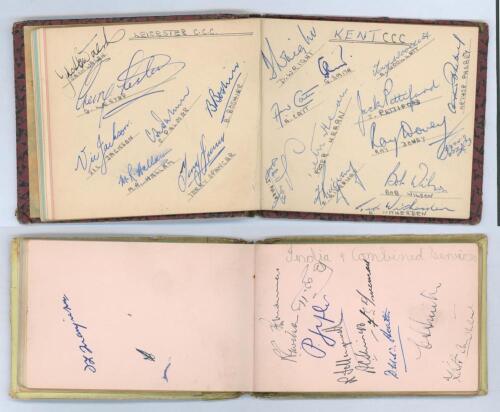 Autograph albums 1950-1954. Two autograph albums, comprising over two hundred and thirty signatures in ink and pencil. The majority are County teams collected at various Kent and other grounds including Canterbury, Tunbridge Wells, Gravesend, Gillingham, 