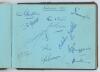 Test and County cricket autographs 1950. Autograph album comprising almost two hundred signatures signed to pages in ink of Test and County cricketers from the 1950 season. Each team signed to one side of a page, not back to back. Includes signatures of t