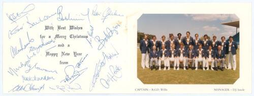 &lsquo;England tour of Australia and New Zealand 1982-83&rsquo;. Official England Christmas card with colour photograph of the M.C.C. touring party to inside. Nicely and fully signed in ink to inside by all nineteen members of the touring party. Players&rsquo; signatures i