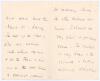 Arthur William Fitzroy Somerset. Sussex 1892-1905. Four page handwritten letter in ink, dated 22nd October 1912, to ‘Dear Mr. Littlejohn [sic]’ (Arthur Litteljohn, Middlesex 1905-1914). Somerset is writing to invite Litteljohn to join the M.C.C. party to - 2