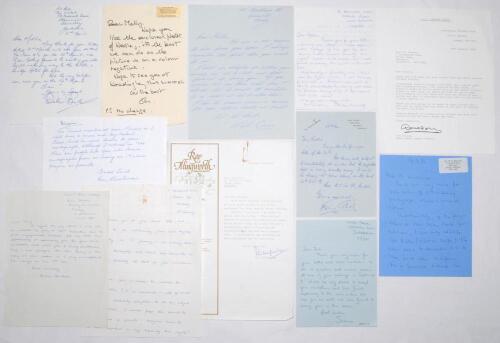 Yorkshire C.C.C. players’ letters 1970s-1990s. A selection of twelve letters, the majority written and signed by Yorkshire players replying to invitations to attend events, requests for photographs, autographs etc. Signatures include Dickie Bird, Ken Tayl