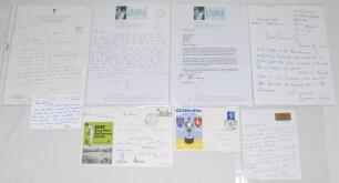 Kent C.C.C. 1990s. Six handwritten letters/ card (one typed letter) written and signed by Kent players replying to invitations and arrangements for events etc. Signatures are Colin Cowdrey (2), Godfrey Evans, Derek Underwood, also Chris and Graham Cowdrey