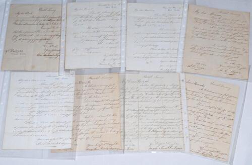 Alfred Mynn. Kent, Sussex & Suffolk 1834-1959. A collection of eight original letters addressed to Mynn and his wife at their home in Bearsted, Kent. Each letter is beautifully handwritten in copperplate style by their daughters, all aged from 10 to 14. T