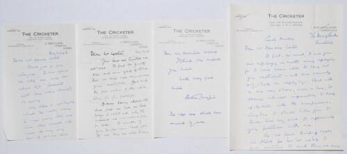 Arthur Langford. Assistant Editor, &lsquo;The Cricketer&rsquo; Magazine. Four original wartime letters/ notes on official letterhead from Langford to Neville Weston. All four letters appear to date from May 1943 (two dated), and all relate to enquiries made by Weston