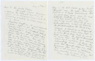 Charles Pratt Green, cricket collector and wine merchant. Three wartime letters handwritten in ink to George Neville Weston from Pratt Green writing in his typical sloping style from his Malvern home. In a four page letter dated 2nd January 1942 Pratt Gre