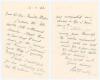 Charles Pratt Green, cricket collector and wine merchant. Three wartime letters handwritten in ink to George Neville Weston from Pratt Green writing in his typical sloping style from his Malvern home. In a four page letter dated 2nd January 1942 Pratt Gre - 3