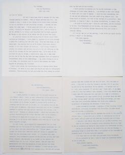 Dr. T.R. Hunter. Founder member of the Cricketana Society. Two two page typed letters from Hunter to George Neville Weston. One dated 20th July 1933 relates to Hunter having written to Plum Warner to ask if Warner would be willing to continue to act as Pr