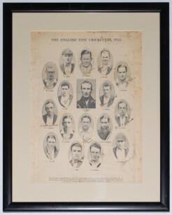 M.C.C. tour of Australia 1932/33. &lsquo;Bodyline tour&rsquo;. &lsquo;The English Test Cricketers, 1932&rsquo;. Large full page &lsquo;Supplement to The Western Mail, Perth, Western Australia 20th October 1932&rsquo;, published on the tourists&rsquo; arrival in Perth on the eve of the opening mat