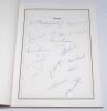 A.J.W. McIntyre Benefit Year 1955. &lsquo;Autographed Cricket Album&rsquo;. Hardback Benefit album produced for his Benefit, with signed mono action photograph of McIntyre in wicket-keeping pose to title page and very nicely signed to inside pages, page to a team, by - 3