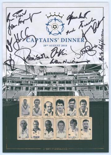 Hampshire C.C.C. Captains&rsquo; Dinner 2018. Official programme for the event held on the 28th August 2018 at the Rose Bowl. Signed to the front cover by the twelve attending Captains on the night, being Richard Gilliatt, Bob Stephenson, Nick Pocock, Mark Nich