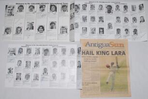 Callers-Pegasus England XI v Rest of the World XI. Three official programmes for the &lsquo;Cricket Festival matches played at Jesmond in 1984, 1985 and 1986. Two page folding programmes with pen pictures to inside. Each fully signed to their pen pictures by pl