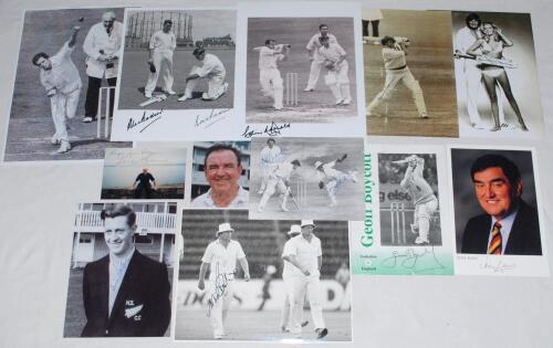 Cricket photographs etc. Selection of signed photographs of Test players, mainly copy photographs with the odd press photo. Signatures include Bob Taylor, Procter, Dymock, A&E Bedser, Bob Simpson, Bruce Francis, McDonald, D. Jones, S. Waugh, R. Darling, E