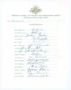 Australian tour of South Africa 1966/67. Official autograph sheet fully signed in ink by all sixteen members of the touring party plus the tour manager Bill Jacobs. Signatures are Simpson (Cpt), Lawry, Becker, Chappell, Cowper, Hawke, Hubble, Martin, McKe