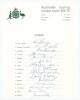 Australia tour to India 1969/70. Official autograph sheet fully signed in ink by all fifteen members of the touring party. Signatures are Lawry (Captain), Chappell, Connolly, Freeman, Gleeson, Irvine, Jordon, McKenzie, Mallett, Mayne, Redpath, Sheahan, St