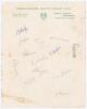 Worcestershire C.C.C. 1947. Page on official Worcestershire C.C.C. letterhead signed by thirteen members of the 1947 team. Two signatures in ink of White (Captain) and Cooper. The remainder in pencil include Jackson, Wyatt, Palmer, Howard, Jenkins, Kenyon