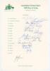 Australian tour of India 1979. Official autograph sheet signed in ink by fifteen members of the touring party. Signatures are Hughes (Captain), Hilditch, Border, Darling, Dymock, Higgs, Hogg, Hurst, Porter, Sleep, Whatmore, Wood, Wright, Yallop and the ad