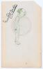 Percy George Herbert Fender. Sussex, Surrey & England 1910-1935. Original caricature illustration in green ink of Fender standing full length in profile. Nicely signed in black ink by Fender. Overall 3.75&rdquo;x6.25&rdquo;. One corner clipped, staple holes to lower 