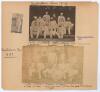 Australian tours to England 1878-1886. Six early original mono and sepia photographs of Australian teams who toured England. In all images the players are depicted seated and standing in rows wearing cricket attire and tour blazers. Three photographs are 