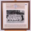 Sussex v Australia 1953. Mono joint team photograph of the Sussex team and touring Australians taken at Hove in June 1953. The photograph window mounted with title ‘Sussex v Australians 1953’ beautifully hand drawn to top border and players names handwrit