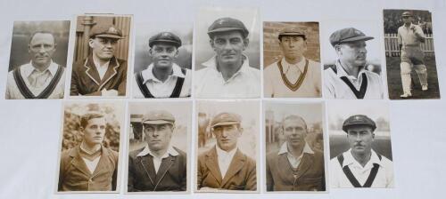 Australia Test players 1910s-1930s. Eleven mono and sepia press head and shoulders photographs of Australia Test players of the period. Some appear to be official pre-tour photographs, the majority dated to verso. Players include Charlie Kelleway (undated