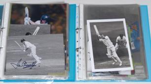 Australia and international Test signed photographs 1950s onwards. Two files, one file comprising a good selection of over eighty mainly copy with the odd original photographs of Australian players, and another of approx. thirty five of international play