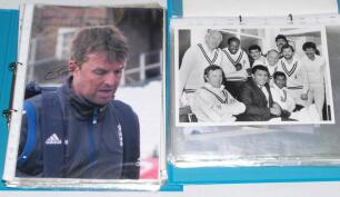 England Test and county signed photographs 1970s to date. Three files containing a comprehensive selection of approx. one hundred and ninety original and copy photographs of England players and some teams, the majority modern colour photographs, some mono