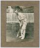 John Berry &lsquo;Jack Hobbs. Surrey & England 1905-1934. Nice original mono press photograph of Hobbs standing full length in batting pose in the nets. Beautifully signed in black ink to the photograph by Hobbs, with dedication in ink to the top edge, &lsquo;To Mr. 