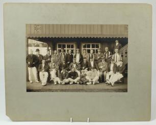 Northumberland C.C.C. Two original Victorian sepia joint team photographs of the Northumberland and opposing teams standing and seated in rows in front of the pavilion. Players noted to one of the photographs include Schofield Haig and John Tunnicliffe pl