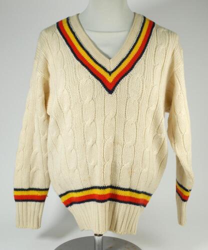 Kenneth Shuttleworth. Lancashire, Leicestershire & England 1964-1980. M.C.C./England long sleeved touring Test sweater worn by Shuttleworth whilst playing for England in Test matches abroad. The sweater, by Bill Edwards of Swansea, with trimming to neck a