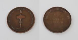 Kenneth Shuttleworth. Lancashire, Leicestershire & England 1964-1980. Gillette Cup &lsquo;Runners Up&rsquo; 1974. Bronze metal medal presented to Shuttleworth as a member of the Lancashire team at Lord&rsquo;s. The medal, by Garrard, with details and an image of the trophy