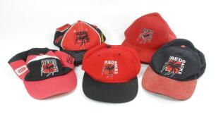South Australian Cricket Association. Five &lsquo;One Day&rsquo; state caps, seasons 1996/97, 1997/98, 1998/99 and 2000/01. One cap date unknown. All the caps red and black baseball style with &lsquo;Red Backs&rsquo; emblem and title embroidered to front. Ownership unknown. Prev