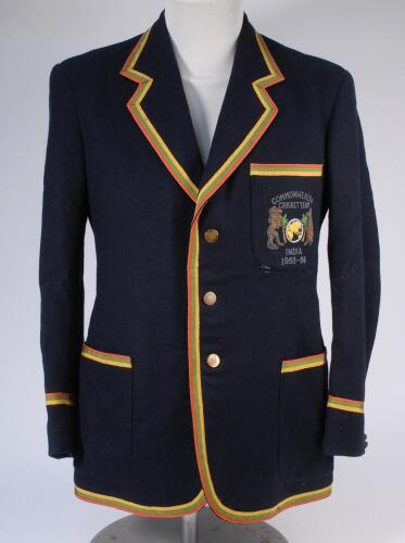 David George William Fletcher. Surrey 1946-1961. Navy blue Commonwealth Cricket team blazer worn on the tour of India in 1953-54. The blazer with wired and embroidered Commonwealth team emblem, title and date to breast pocket. Trimming to pockets, sleeves