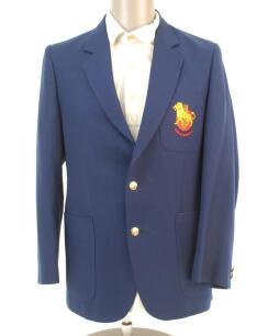 Bruce Nicholas French. Nottinghamshire & England 1976-1995. Official mid blue blazer issued to and worn by French for the England &sbquo;&lsquo;Rebel&rsquo; tour of South Africa in 1990/91, with tour emblem and date in scroll below to chest pocket. The blazer by &lsquo;Phil Carr