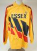 Saleem Malik. Lahore, Essex & Pakistan 1981-1999. Two cricket shirts, an Essex 1st XI white shirt and a yellow, red and black one day shirt, both with club emblem and sponsors logo to chest, ‘Malik’ to the back of the one day shirt. The shirts issued to M