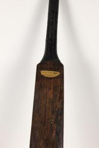 ‘Tom Walker’s Skyscraper’. A late 18th Century cricket bat purportedly used by Tom Walker to make 95 not out for the White Conduit Club v Kent at Canterbury in 1786. The bat, with fading ink inscription to the top of the blade ‘Walker/Innings 95/86’, was 